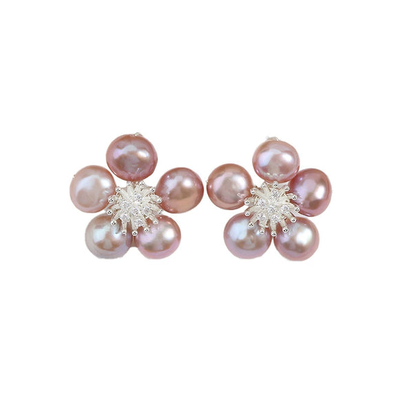 Baroque Petal Pearl Earrings S925 Silver Needle Handwoven Alien Shape Natural Freshwater Pearls For Women
