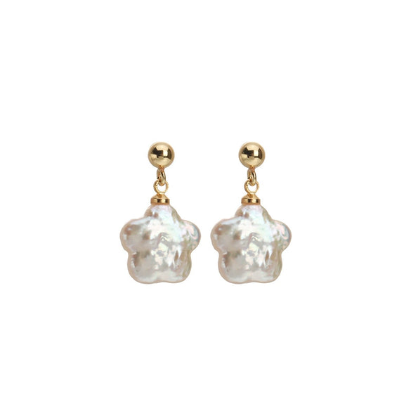 Baroque Plum Blossom Natural Freshwater Pearl Earrings S925 Silver Needle