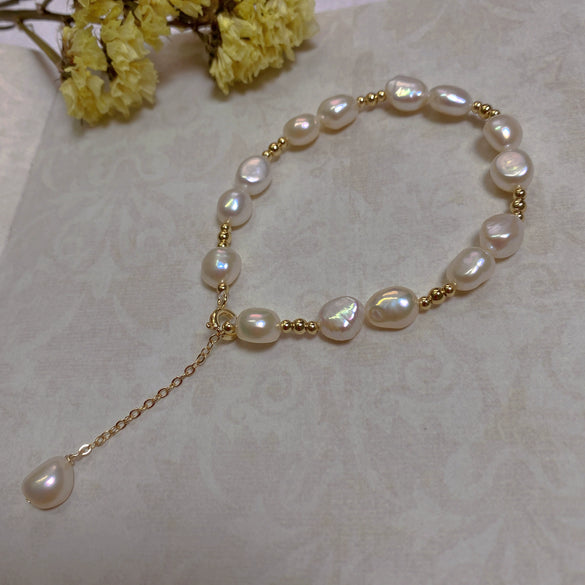 Baroque Special Shape Freshwater Pearl Copper Bracelet Minimalist Style For Women