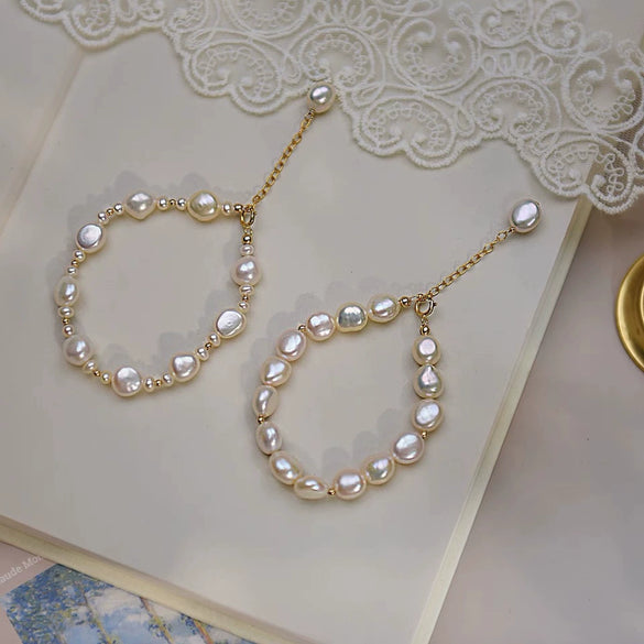 Baroque Special Shape Freshwater Pearl Copper Bracelet Minimalist Style For Women