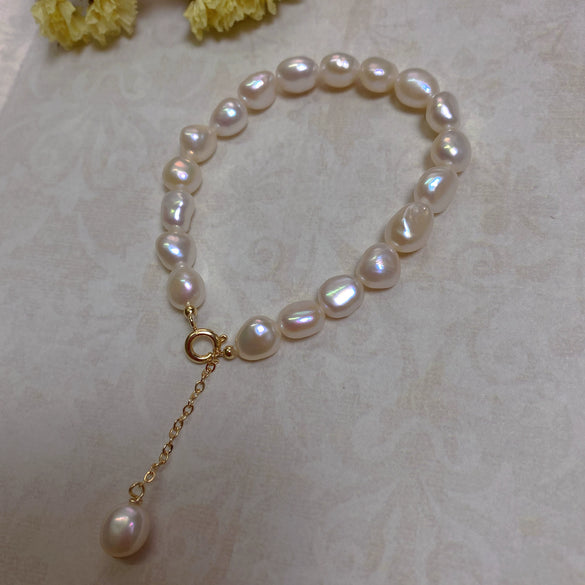 Baroque Special Shape Freshwater Pearl Copper Bracelet Minimalist Style For Women