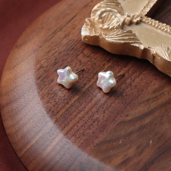 Baroque Star Pearl Earrings S925 Silver Needle Natural Freshwater Pearl Minimalist Women's