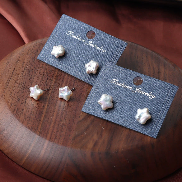 Baroque Star Pearl Earrings S925 Silver Needle Natural Freshwater Pearl Minimalist Women's