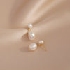 Baroque Stud Earrings S925 Sterling Silver Needle Freshwater Pearl Geometric Diamond