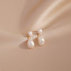 Baroque Stud Earrings S925 Sterling Silver Needle Freshwater Pearl Geometric Diamond