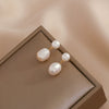 Baroque Stud Earrings S925 Sterling Silver Needle Freshwater Pearl Geometric Diamond