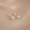 Baroque Stud Earrings S925 Sterling Silver Needle Freshwater Pearl Geometric Diamond