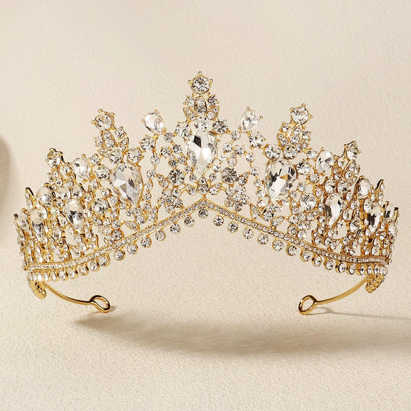 Baroque Style Alloy Rhinestone Bridal Crown Headpiece For Women Luxury Wedding Hair Accessory