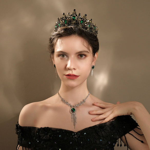 Baroque Style Alloy Rhinestone Bridal Crown Headpiece For Women Luxury Wedding Hair Accessory