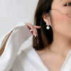 Baroque Style Copper Imitation Pearl Earrings With Wheat Zircon And Flowers Leaves Pattern For Women