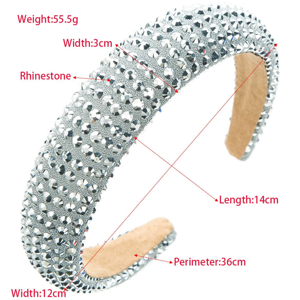 Baroque Style Diamond Inlaid Sponge Headband For Women