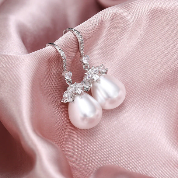 Baroque Style Earrings Copper Artificial Pearl Geometric