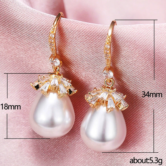 Baroque Style Earrings Copper Artificial Pearl Geometric