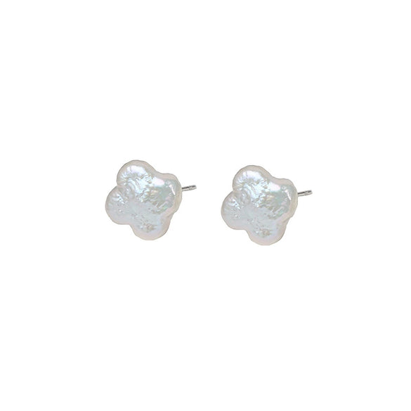 Baroque Style Freshwater Pearl 925 Silver Needle Four Leaf Clover Earrings For Women