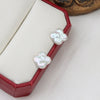Baroque Style Freshwater Pearl 925 Silver Needle Four Leaf Clover Earrings For Women