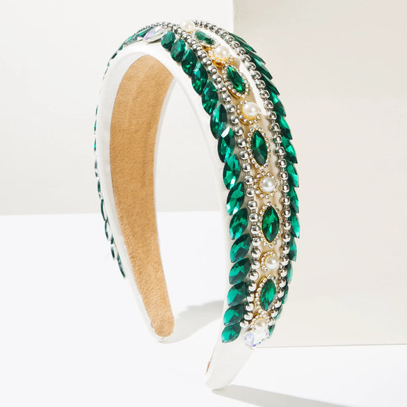 Baroque Style Headband With Imitation Pearls And Diamonds