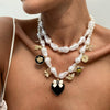 Baroque Style Imitation Pearl And Alloy Heart Shape Pendant Necklace With Electroplating For Women
