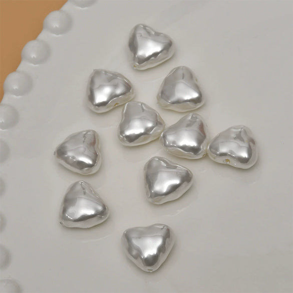 Baroque Style Love Heart Plastic Resin Imitation Shell Pearl Handmade Electroplated Ear Jewelry Accessories Material