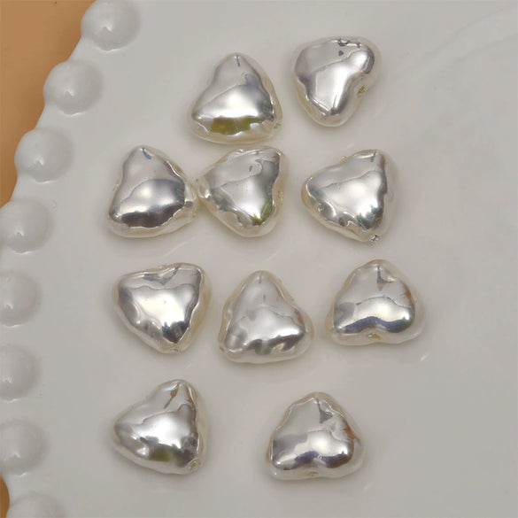 Baroque Style Love Heart Plastic Resin Imitation Shell Pearl Handmade Electroplated Ear Jewelry Accessories Material
