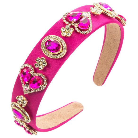 Baroque Style Rhinestone Glass Drill Heart Headband For Women