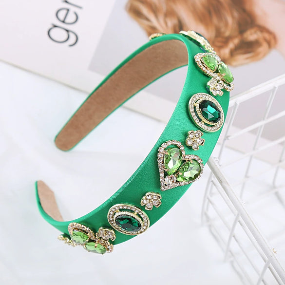 Baroque Style Rhinestone Glass Drill Heart Headband For Women