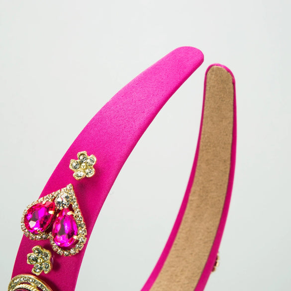Baroque Style Rhinestone Glass Drill Heart Headband For Women