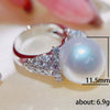 Baroque Vintage Imitation Pearl Ring For Women Copper Inlaid Zircon Geometric Style