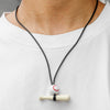 Baseball Bat Pendant Necklace Wooden Leather Stone Geometric Handmade Unisex