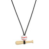 Baseball Bat Pendant Necklace Wooden Leather Stone Geometric Handmade Unisex