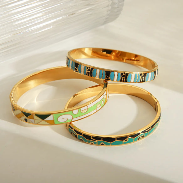 Basic Classic Style Commute Solid Color 304 Stainless Steel 18K Gold Plated Bangle In Bulk