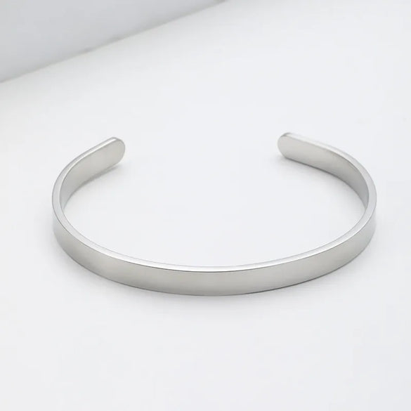 Basic Classic Style Customization Laser Engraving Solid Color 201 Stainless Steel Cuff Bracelets In Bulk
