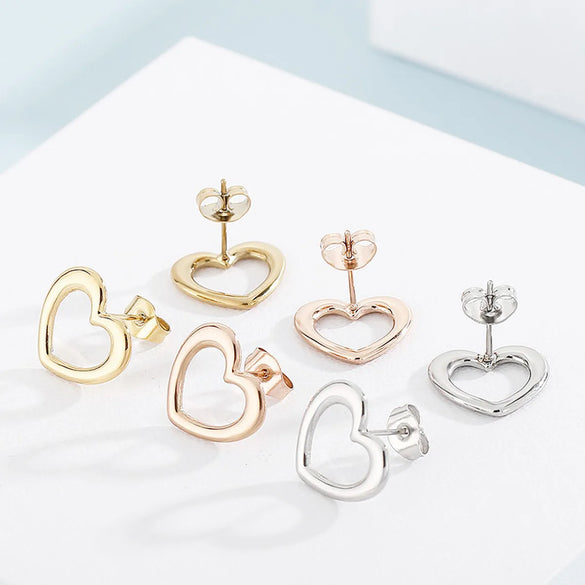 Basic Heart Shape Stainless Steel Titanium Steel Plating Jewelry Set