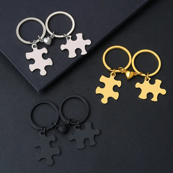 Basic Jigsaw Customization Laser Engraving 201 Stainless Steel Plating Unisex Bag Pendant Keychain