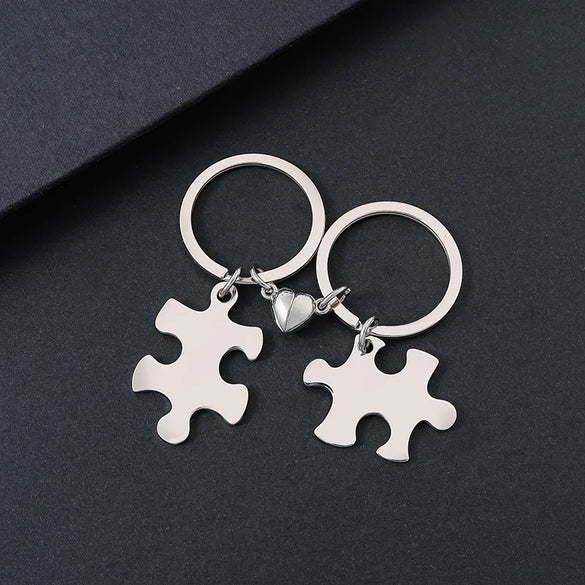 Basic Jigsaw Customization Laser Engraving 201 Stainless Steel Plating Unisex Bag Pendant Keychain