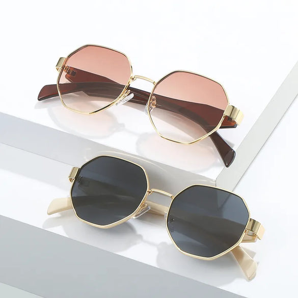 Basic Lady Simple Style Geometric Pc Polygon Full Frame Women'S Sunglasses