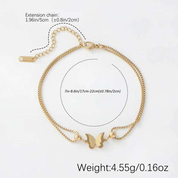 Basic Modern Style Classic Style Butterfly 304 Stainless Steel 18K Gold Plated Bracelets In Bulk