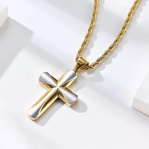 Basic Modern Style Classic Style Geometric Cross Titanium Steel Plating Men'S Pendant Necklace