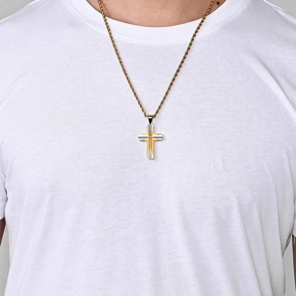 Basic Modern Style Classic Style Geometric Cross Titanium Steel Plating Men'S Pendant Necklace