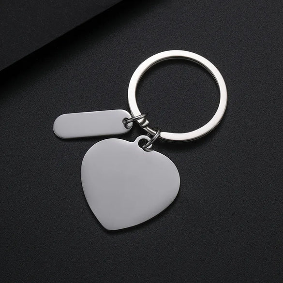 Basic Modern Style Customization Laser Engraving Heart Shape 201 Stainless Steel Plating Unisex Bag Pendant Keychain