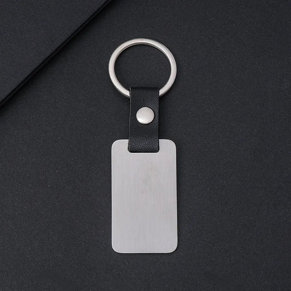 Basic Modern Style Geometric Customization Laser Engraving 201 Stainless Steel Pu Leather Plating Unisex Bag Pendant Keychain