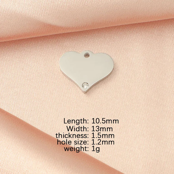 1 Piece Titanium Steel Zircon 18K Gold Plated Customization Laser Engraving Heart Shape