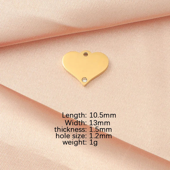 1 Piece Titanium Steel Zircon 18K Gold Plated Customization Laser Engraving Heart Shape
