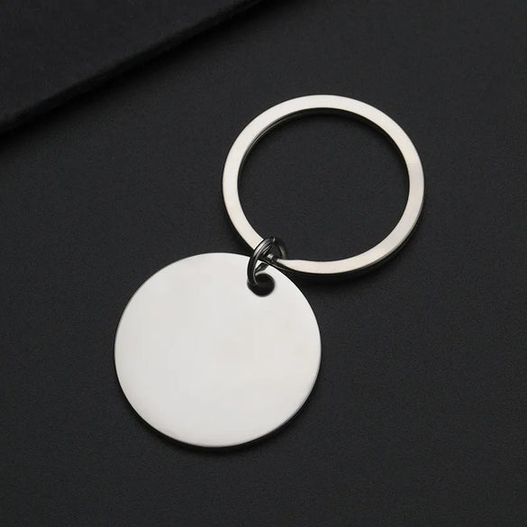 Basic Modern Style Round Customization Laser Engraving 201 Stainless Steel Plating Unisex Bag Pendant Keychain