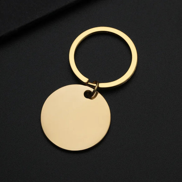 Basic Modern Style Round Customization Laser Engraving 201 Stainless Steel Plating Unisex Bag Pendant Keychain