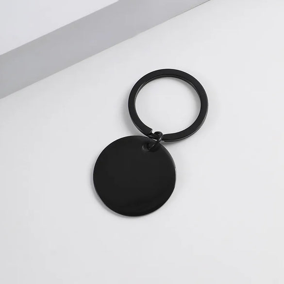 Basic Modern Style Round Customization Laser Engraving 201 Stainless Steel Plating Unisex Bag Pendant Keychain