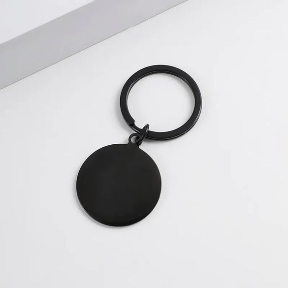 Basic Modern Style Round Customization Laser Engraving 201 Stainless Steel Plating Unisex Bag Pendant Keychain