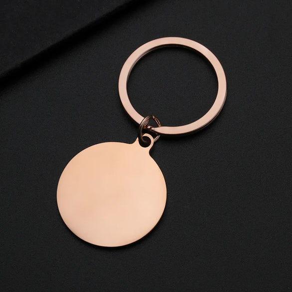 Basic Modern Style Round Customization Laser Engraving 201 Stainless Steel Plating Unisex Bag Pendant Keychain
