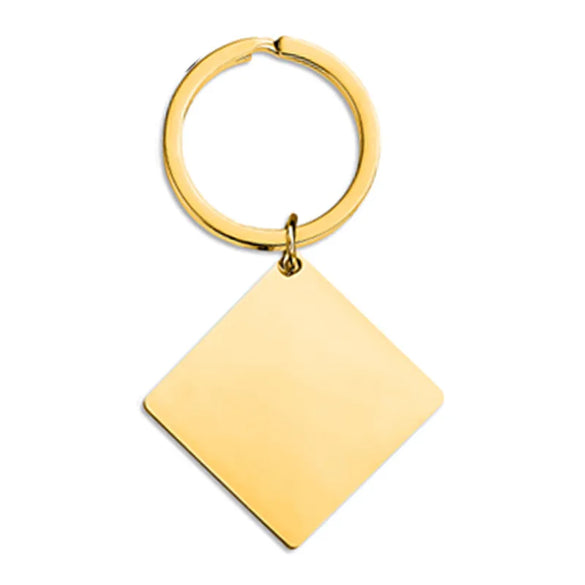 Basic Modern Style Square Customization Laser Engraving 201 Stainless Steel Unisex Bag Pendant Keychain