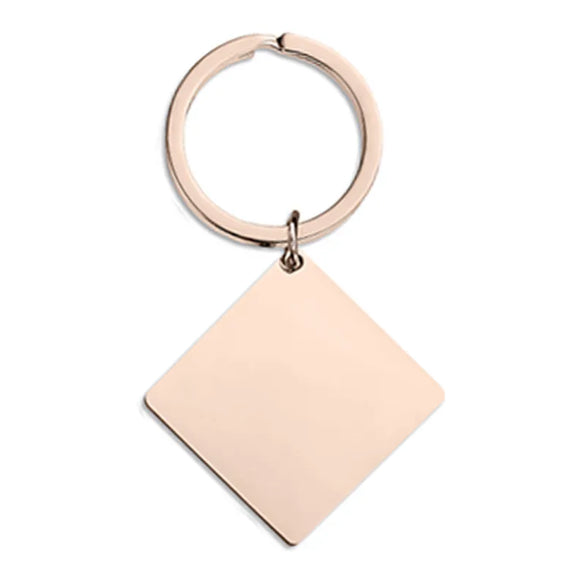Basic Modern Style Square Customization Laser Engraving 201 Stainless Steel Unisex Bag Pendant Keychain
