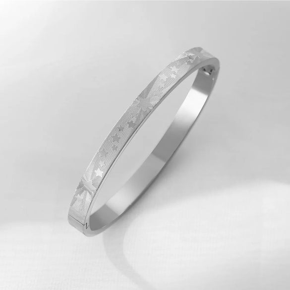 Basic Retro Classic Style Star Titanium Steel Bangle In Bulk
